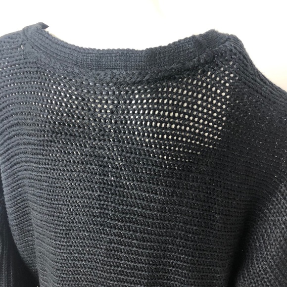 Noisy May Black Vera 3/4 Sleeve Oversized V-Neck Pullover Sweater Size L - Picture 10 of 14